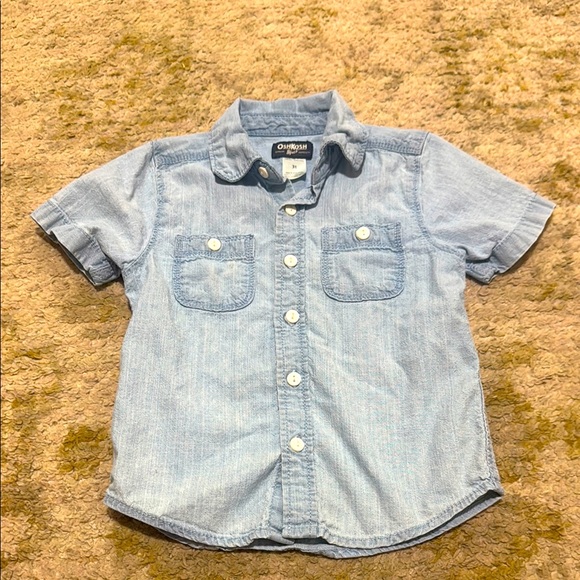 OshKosh B'gosh Light Blue Toddler Boy Denim Chambray Shirt 3T - Picture 1 of 3